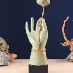 17" Indonesian Bronze Goddess Parvati Hand Holding Lotus Table Accent Showpiece - Divine Serenity Sculpture